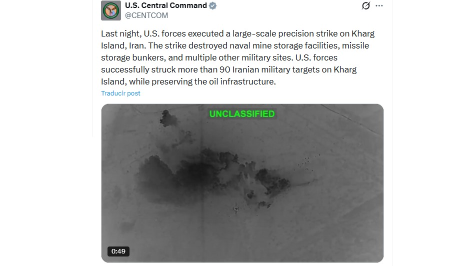 Misiles impactan sobre 90 objetivos militares en la isla de Kharg