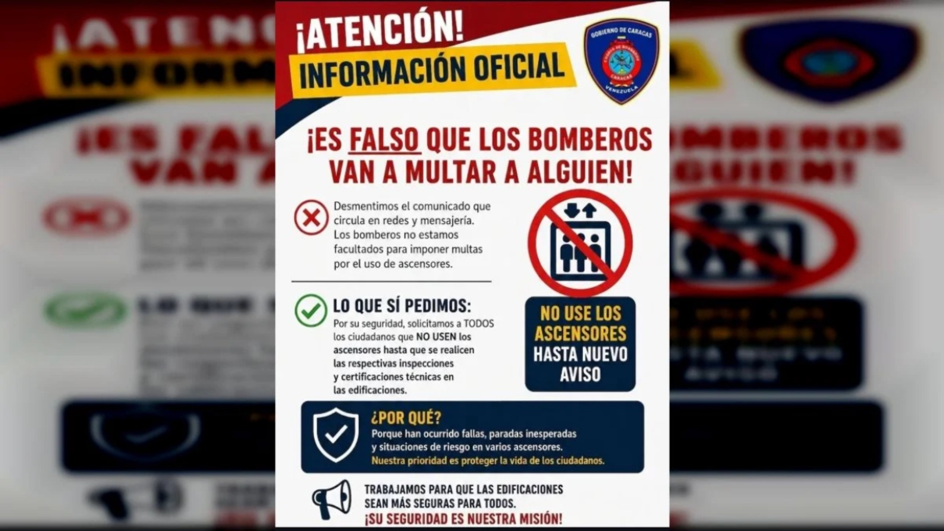 ¿A cuánto asciende la multa por usar ascensores en Caracas?