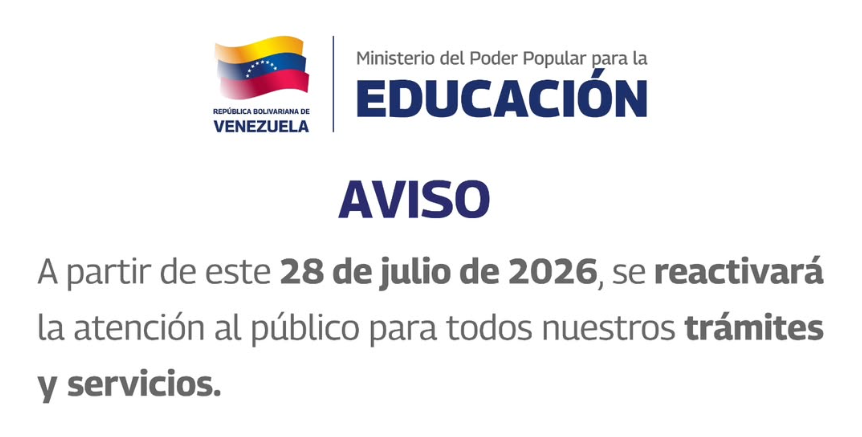 Ministerio de Educación reactiva la atención al público en Caracas
