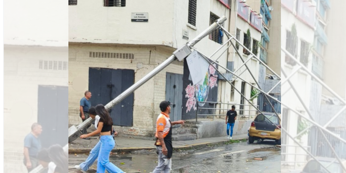 Fuertes vientos provocan la caída de un semáforo en Plaza Venezuela
